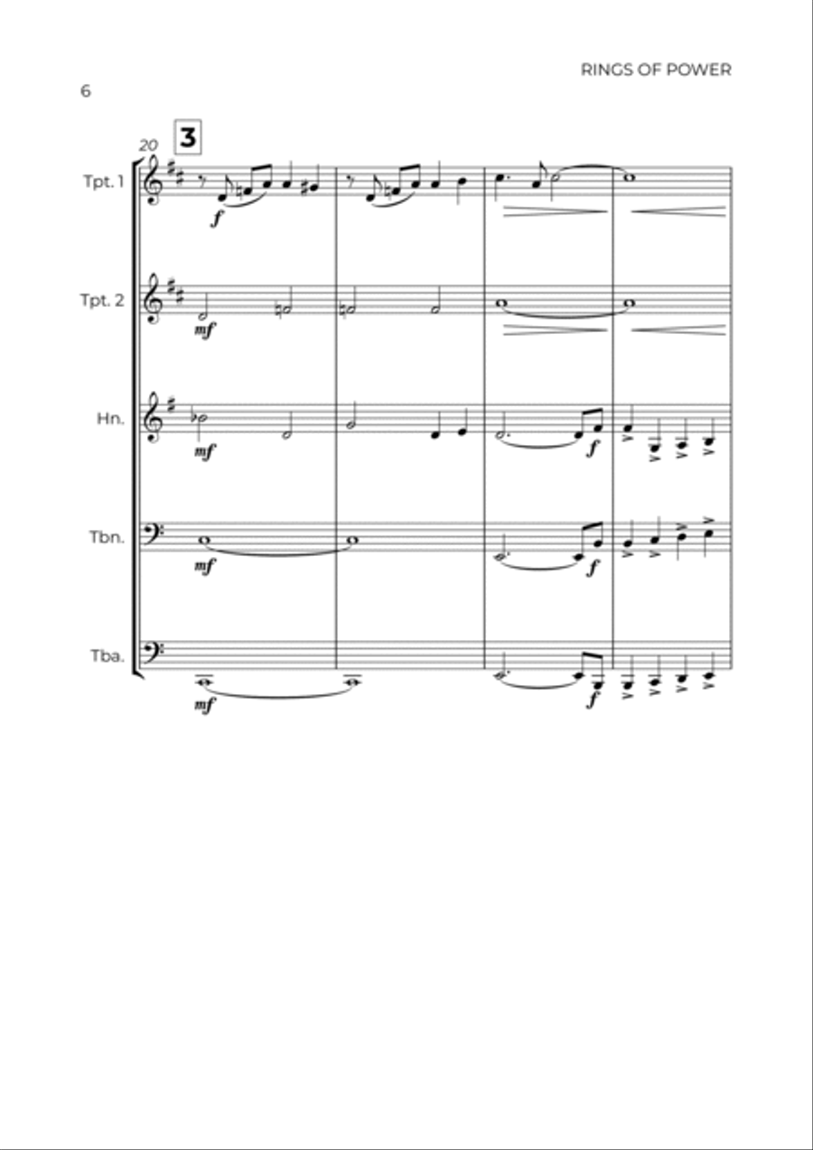 The Lord Of The Rings: The Rings Of Power Brass Quintet scores gallery preview page 6