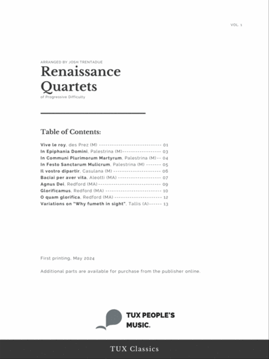 Renaissance Quartets of Progressive Difficulty, Volume 1 String Quartet scores gallery preview page 3