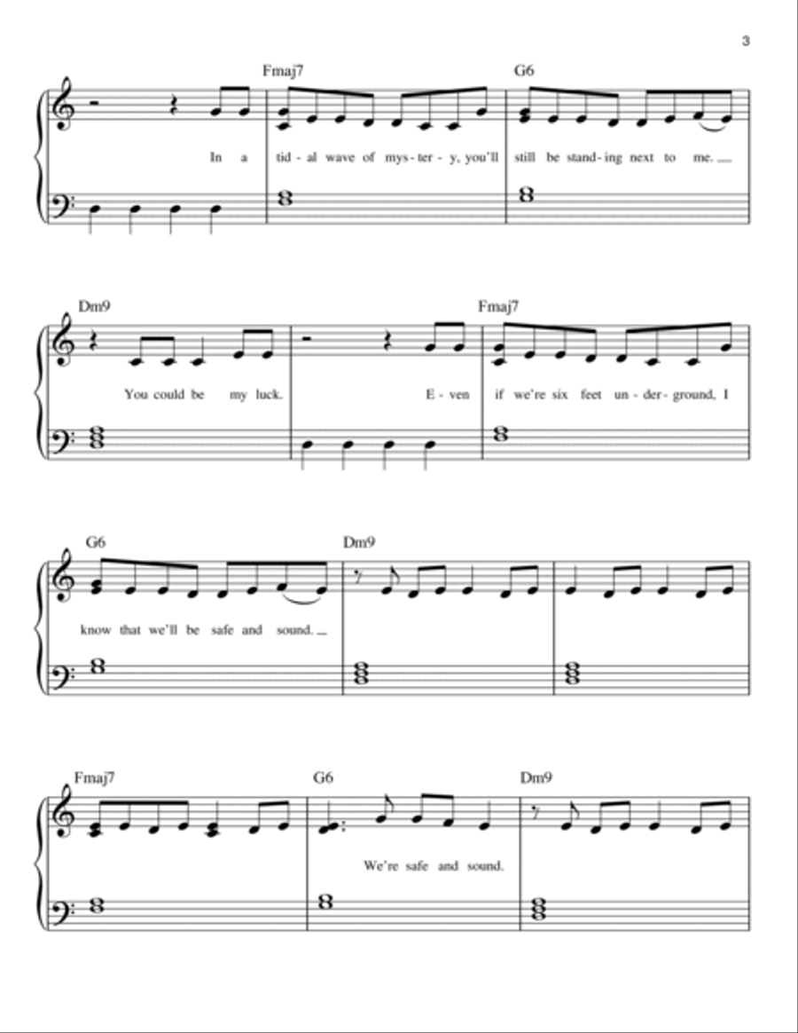 Safe And Sound Safe And Sound Easy Piano scores gallery preview page 3