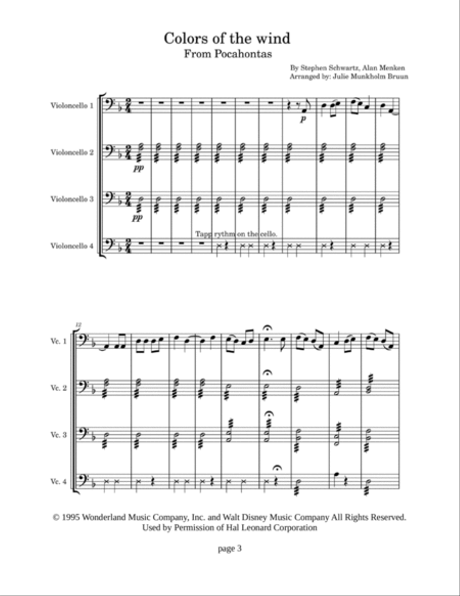 Colors Of The Wind Colors Of The Wind String Quartet scores gallery preview page 3