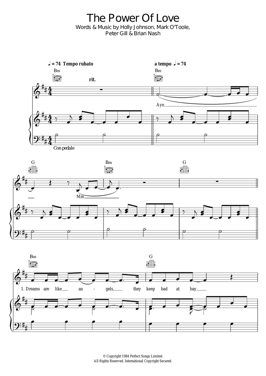 The Power Of Love Piano, Vocal, Guitar scores gallery preview page 1