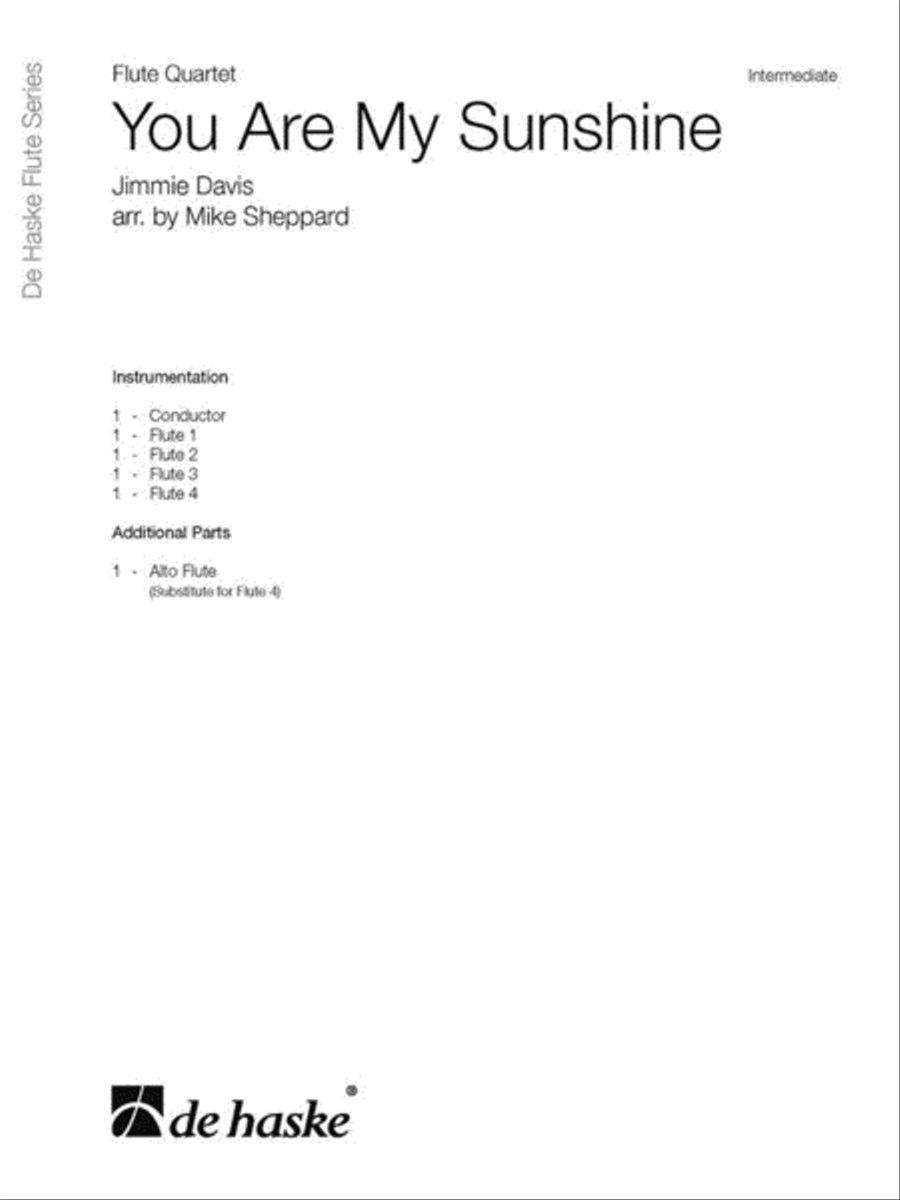 You Are My Sunshine Flute Quartet scores gallery preview page 2