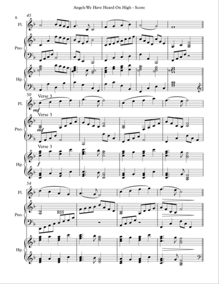 Angels We Have Heard On High, Trio for Flute, Harp and Piano image number null
