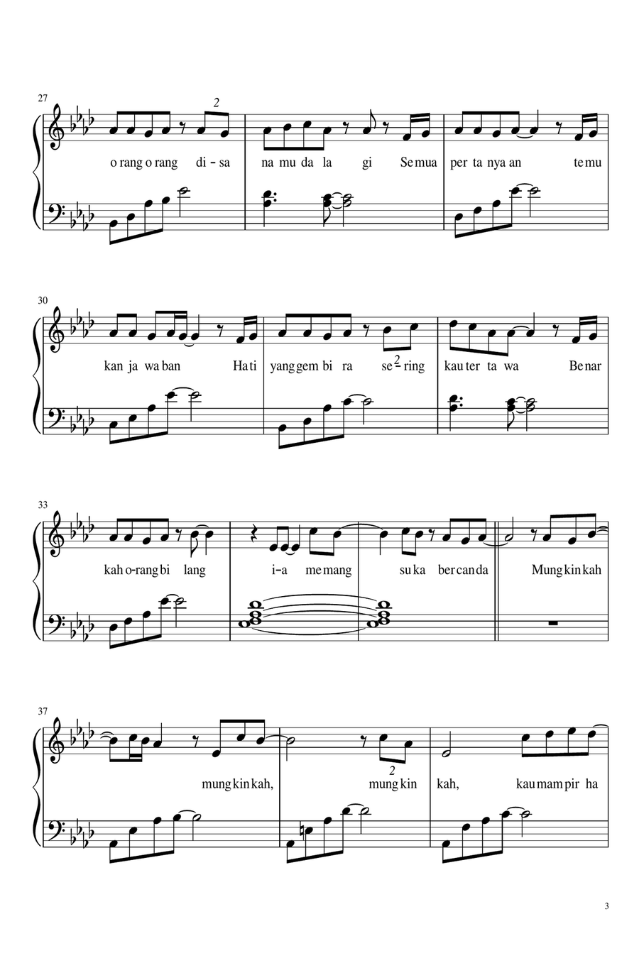 Gala Bunga Matahari Easy Piano scores gallery preview page 3