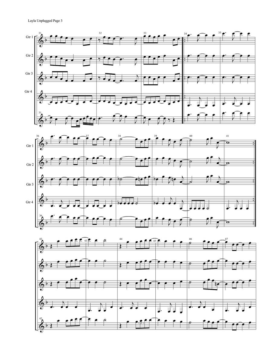 Layla Layla Guitar Ensemble scores gallery preview page 3