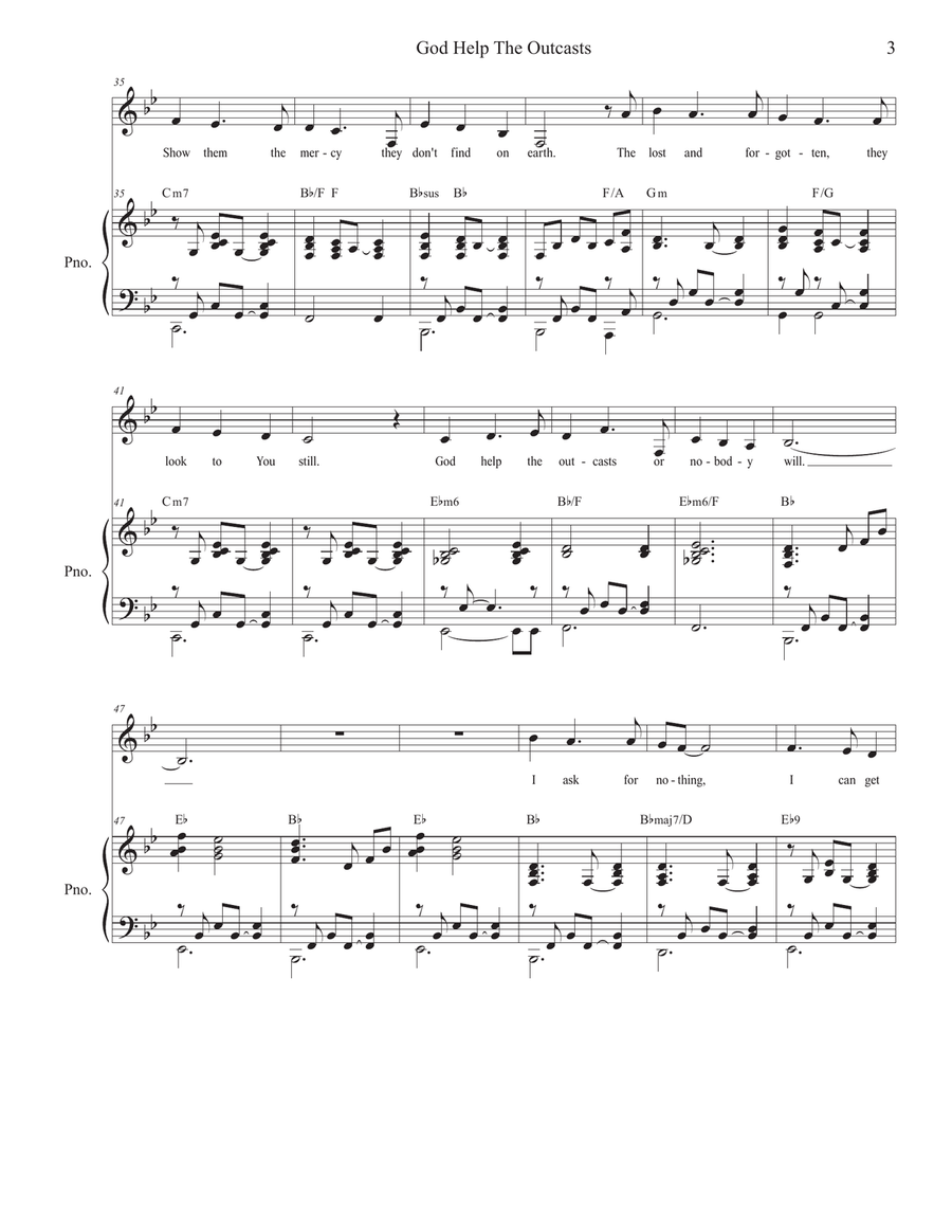 God Help The Outcasts Unison Choir scores gallery preview page 3