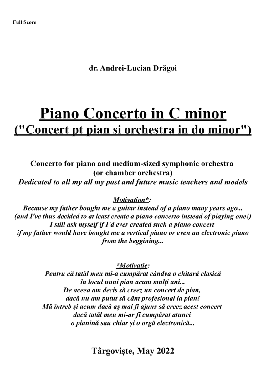 Piano Concerto in C minor ("Concert pt pian si orchestra in do minor") - full score&parts (272 pag) image number null