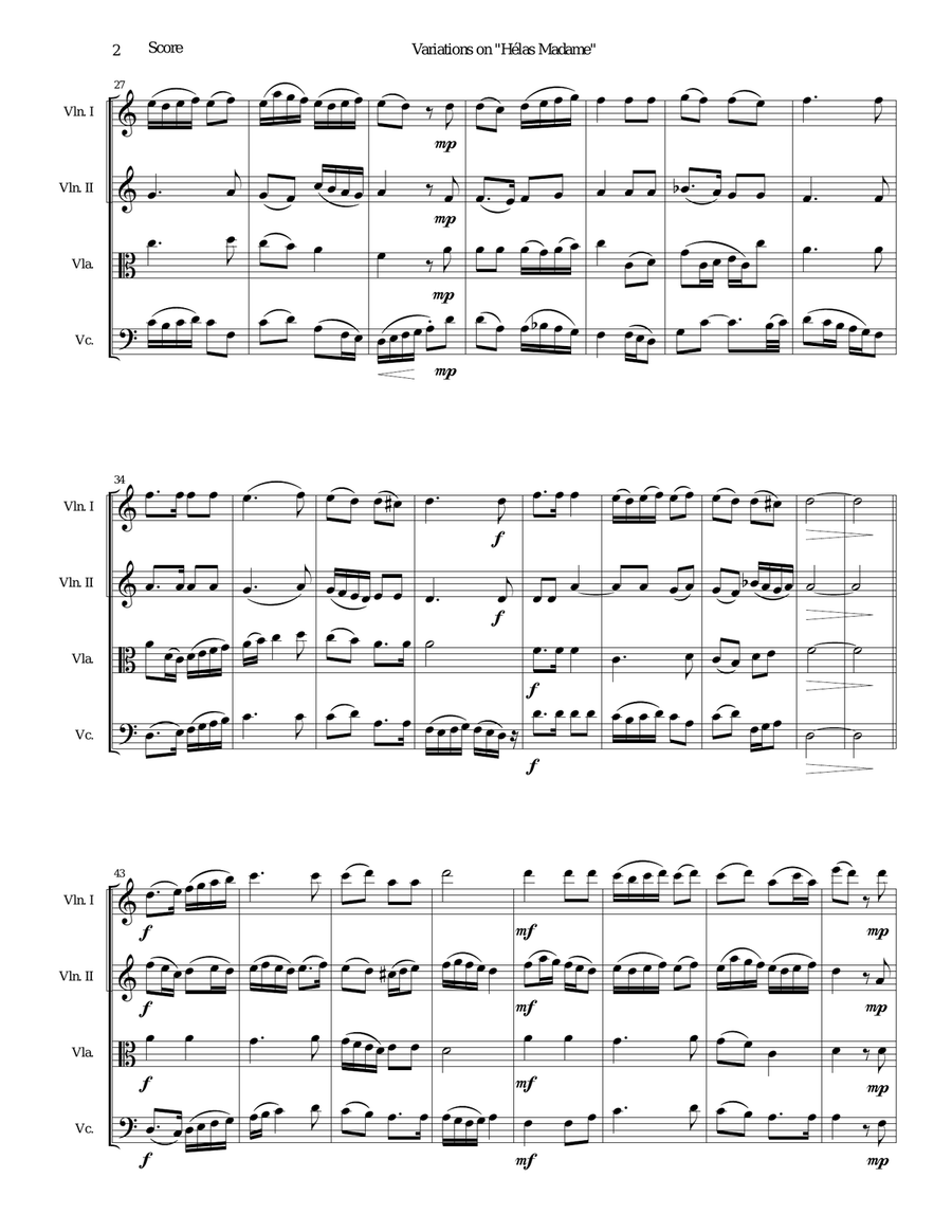 Variations for string quartet on 