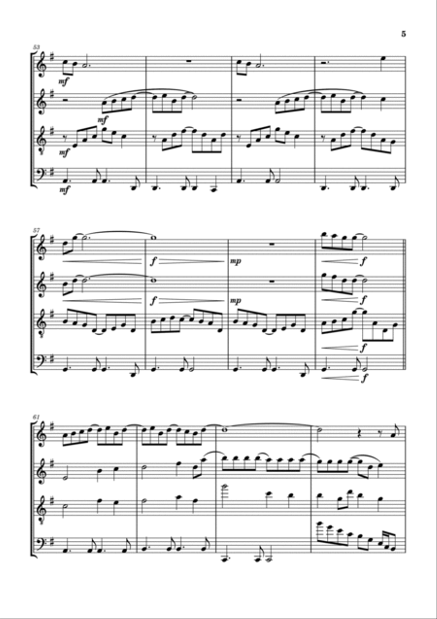 Fly Away Saxophone Quartet scores gallery preview page 6
