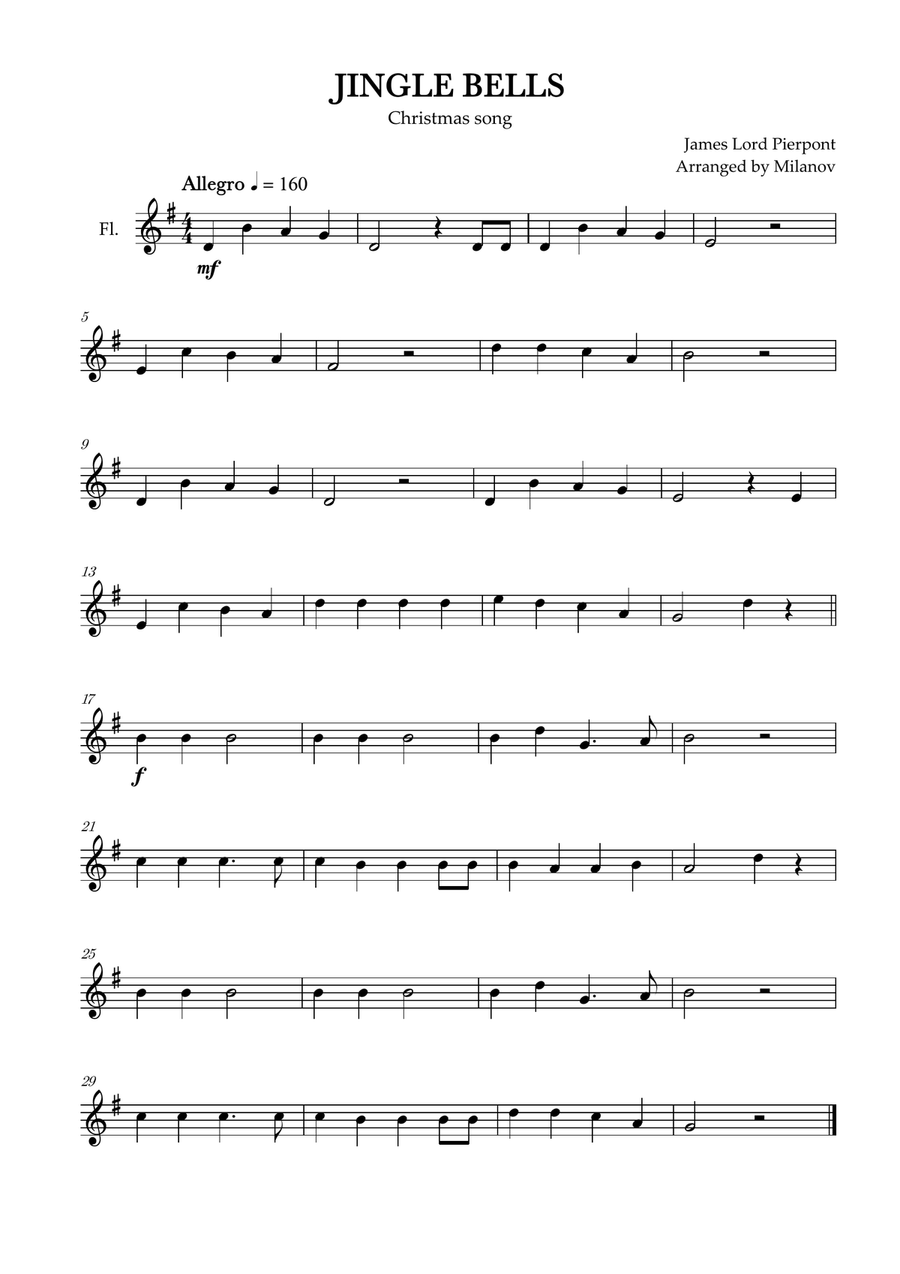 Jingle Bells | Pierpont | Christmas song | flute | easy image number null
