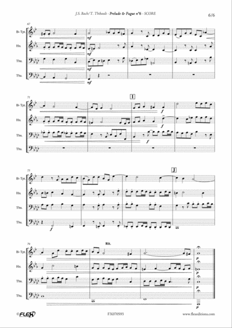 Prelude & Fugue n6 in G minor (BWV 558) Brass Quartet scores gallery preview page 6
