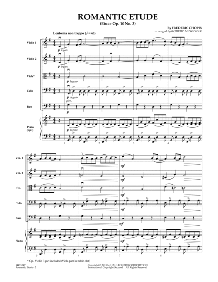 Romantic Etude (Op. 10, No. 3) - Full Score