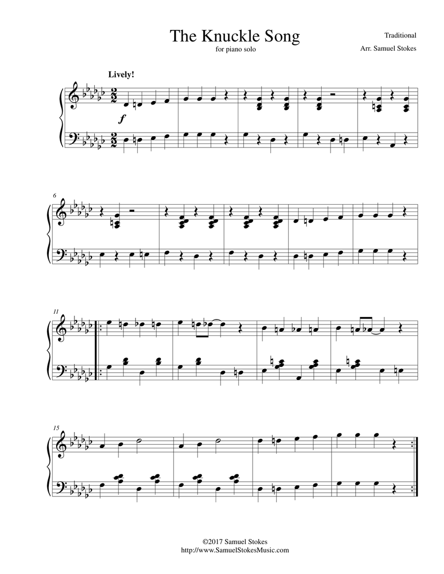 The Knuckle Song - for piano solo Piano Solo scores gallery preview page 1