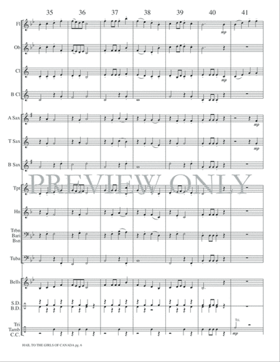 Hail to the Girls of Canada Concert Band scores gallery preview page 9