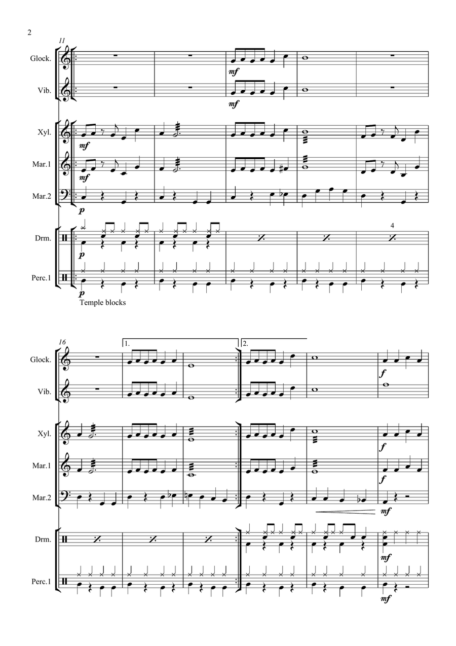 Rudolph The Red-nosed Reindeer Percussion Ensemble scores gallery preview page 4