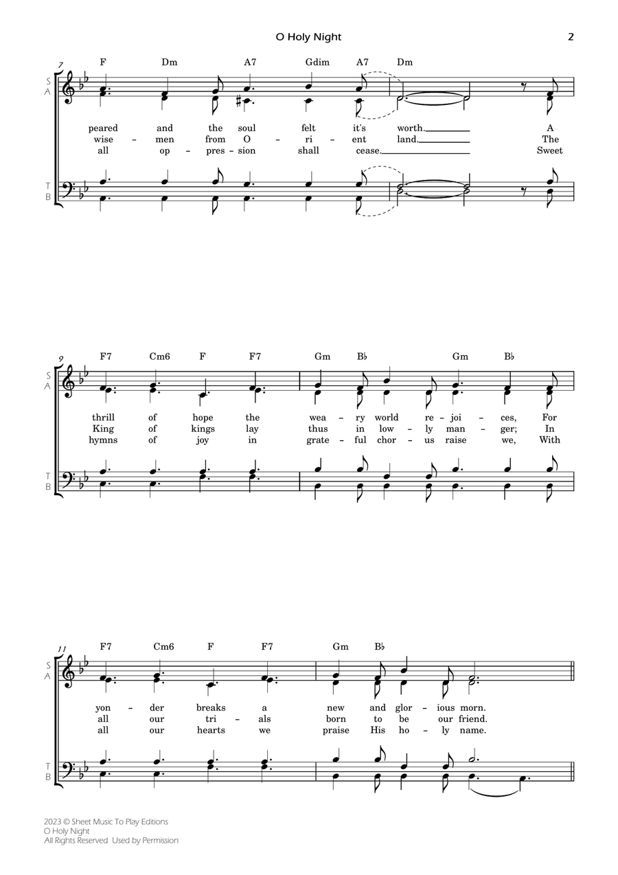 O Holy Night - SATB Choir - W/Chords 4-Part scores gallery preview page 2