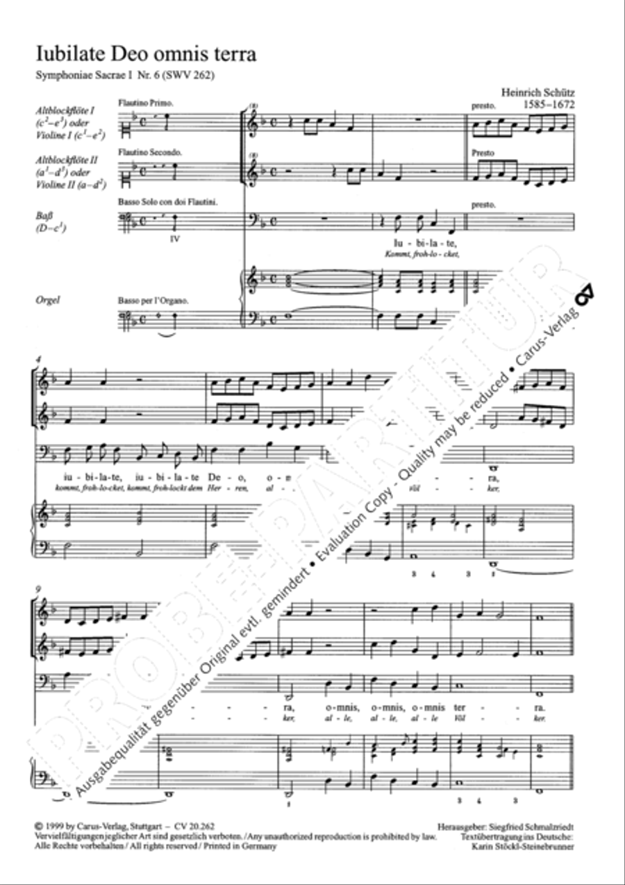 O be joyful in the Lord (Jubilate Deo omnis terra (Kommt, frohlocket dem Herrn alle Volker)) Recorder scores gallery preview page 2