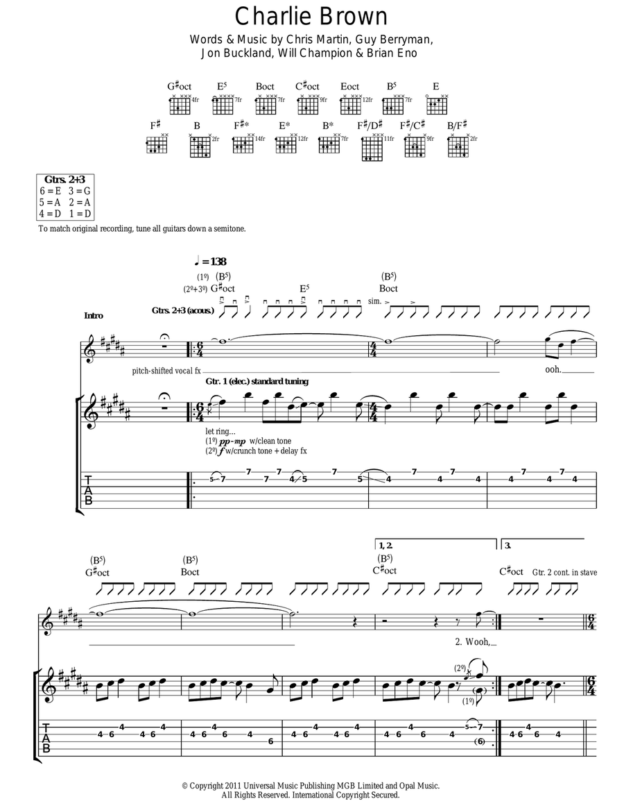 Charlie Brown Guitar Tablature scores gallery preview page 1