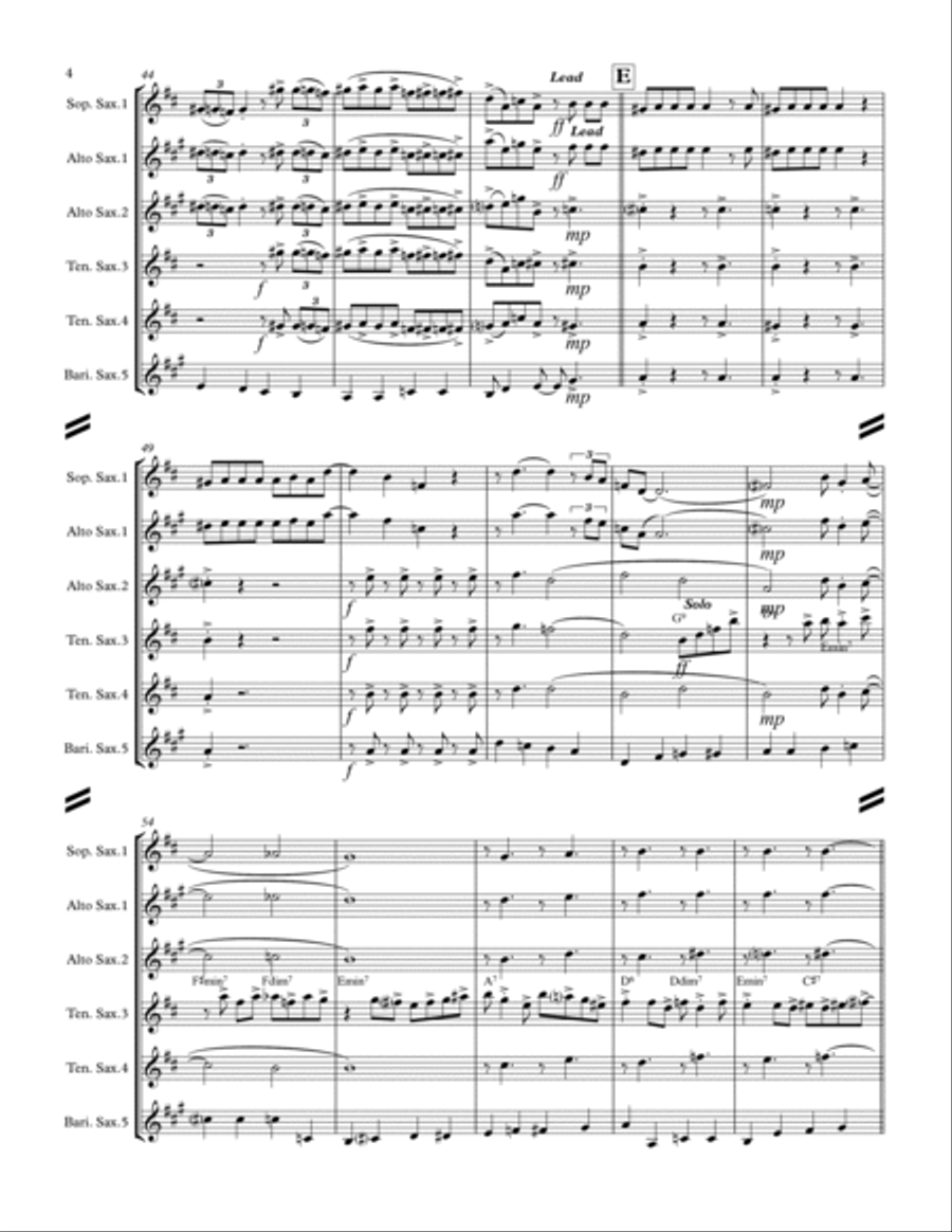 Boogie Woogie Santa Claus Saxophone Quintet scores gallery preview page 5