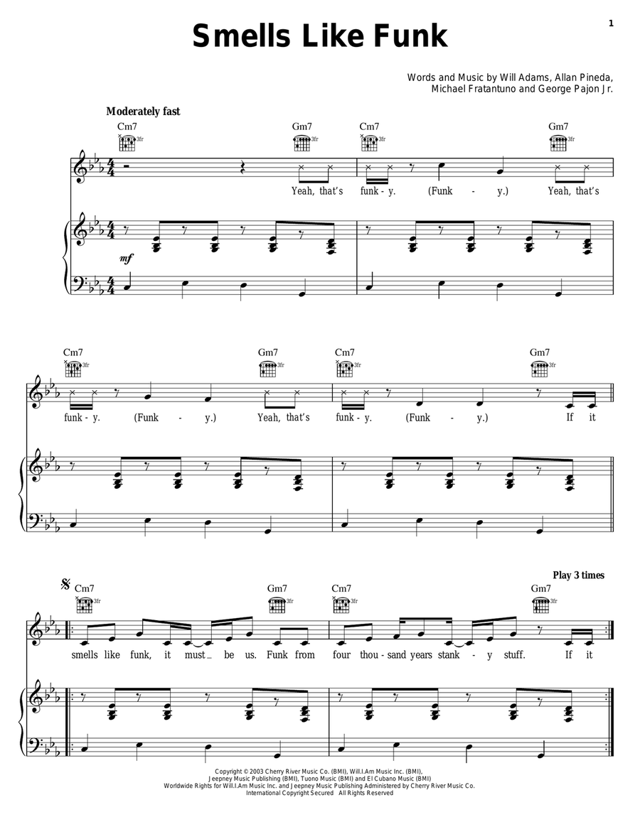 Smells Like Funk Piano, Vocal, Guitar scores gallery preview page 1