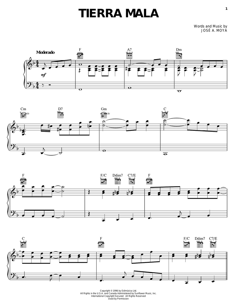 Tierra Mala Guitar scores gallery preview page 1