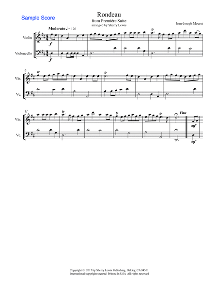 RONDEAU by Mouret, String Duo, Intermediate Level for violin and cello image number null