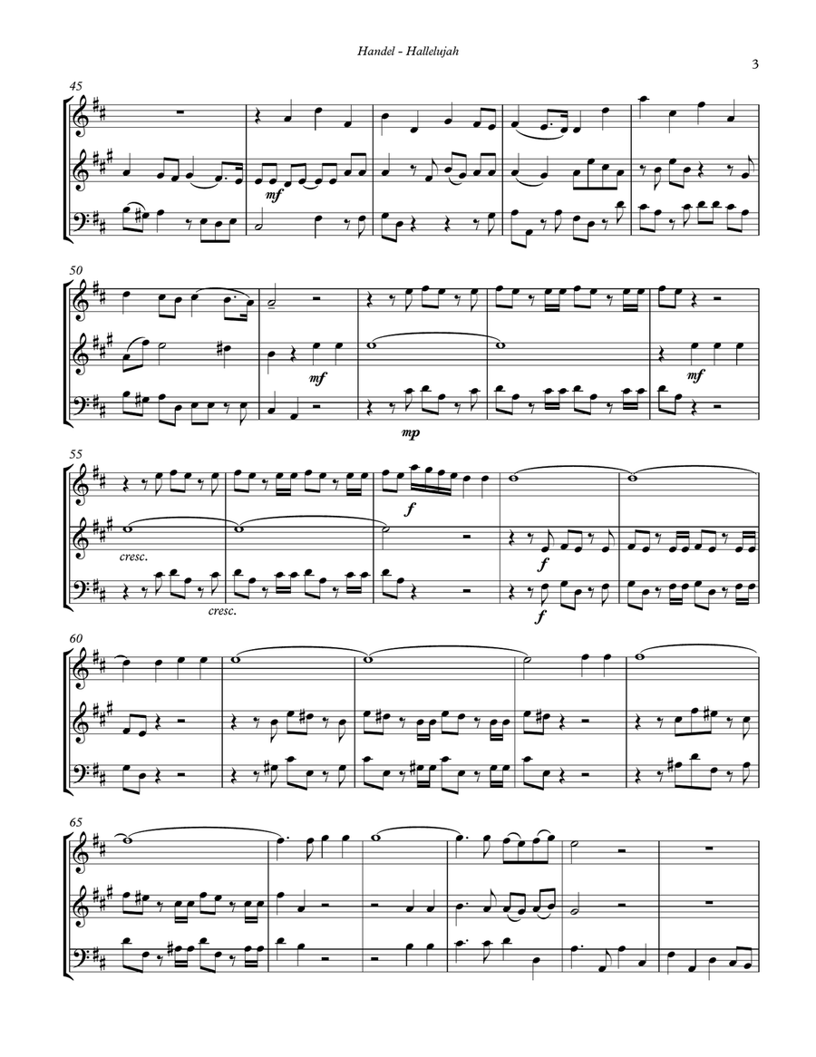 Hallelujah Chorus for Brass Trio Brass Trio scores gallery preview page 3