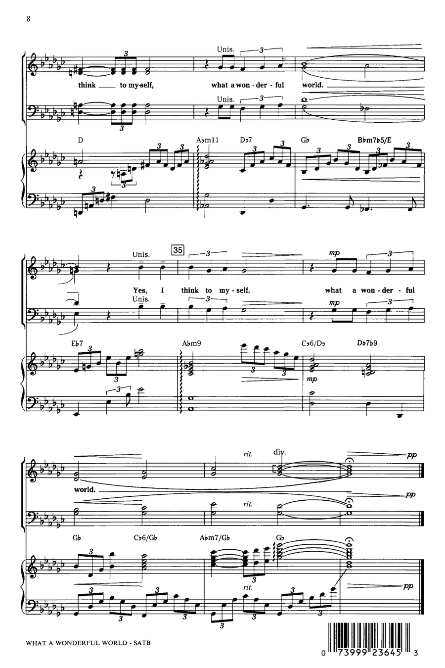What A Wonderful World 4-Part scores gallery preview page 6