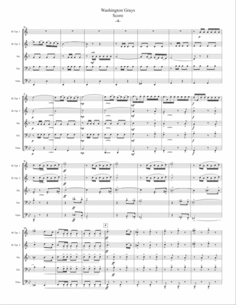 Washington Grays March for Brass Quintet Brass Quintet scores gallery preview page 6