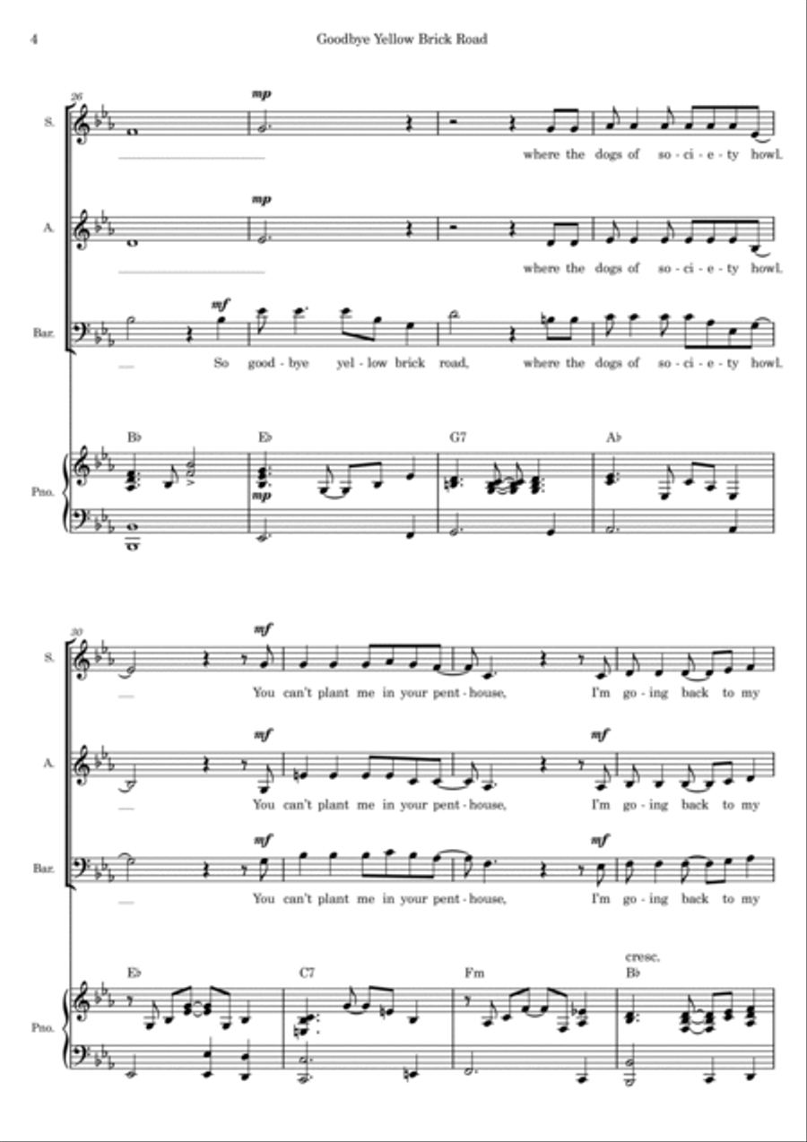 Goodbye Yellow Brick Road 3-Part scores gallery preview page 4