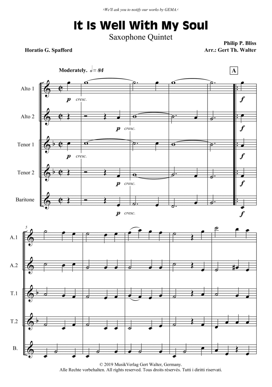 It Is Well With My Soul Woodwind Quintet scores gallery preview page 1