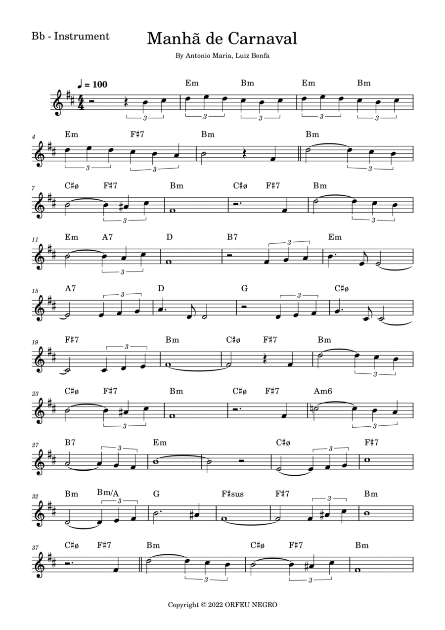 Manha De Carnaval B-Flat Trumpet scores gallery preview page 1