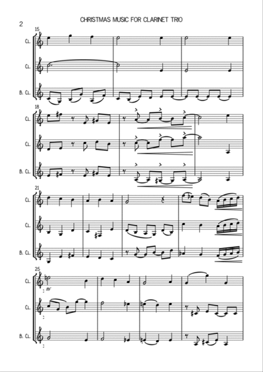 Christmas Music for Clarinet Trio - SCORE Clarinet Trio scores gallery preview page 2
