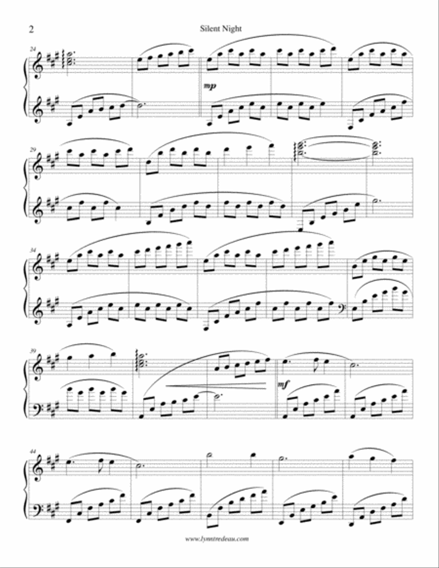 Silent Night Piano Solo scores gallery preview page 2