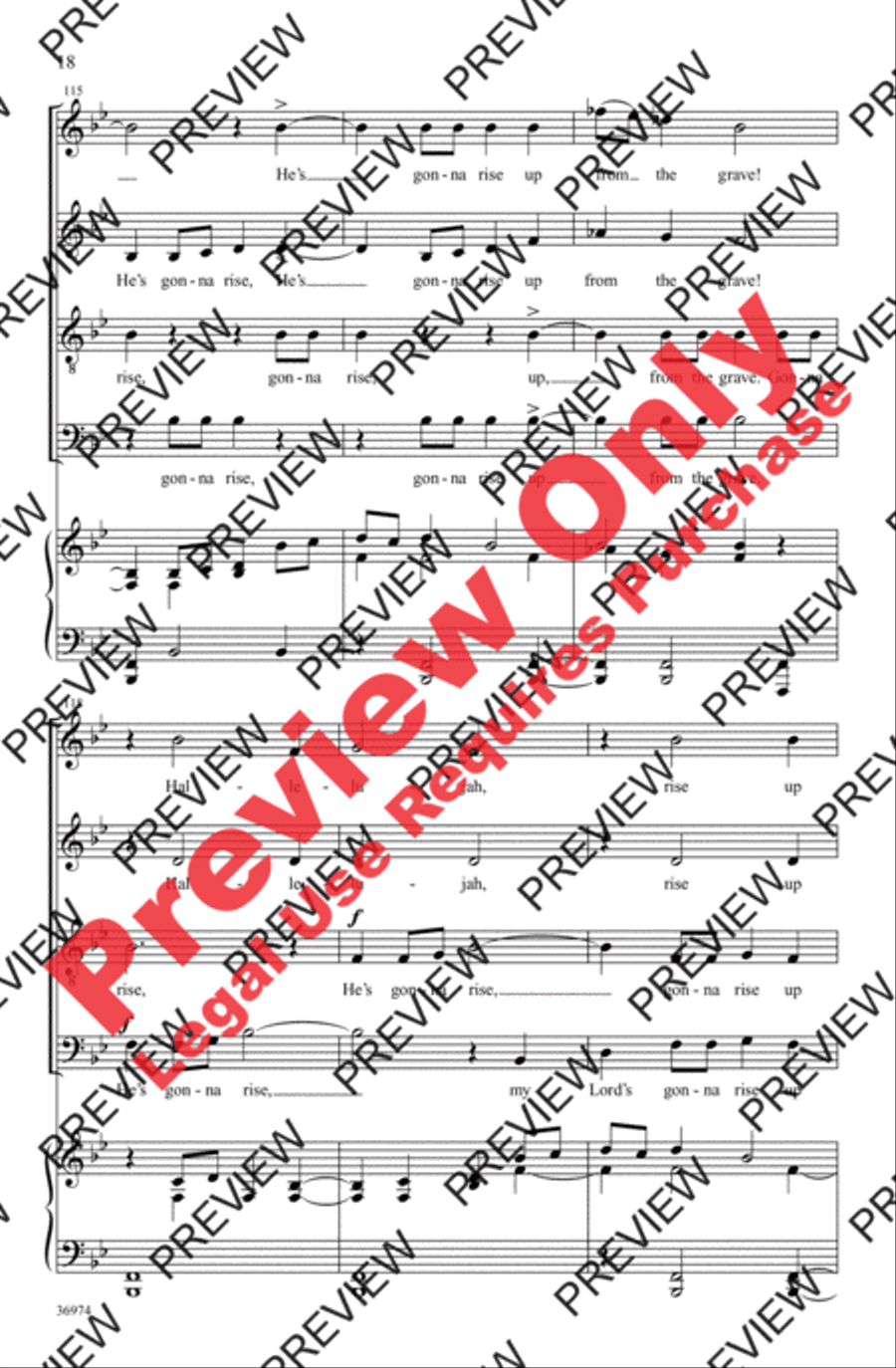 He's Gonna Rise, My Soul to Save! 4-Part scores gallery preview page 18
