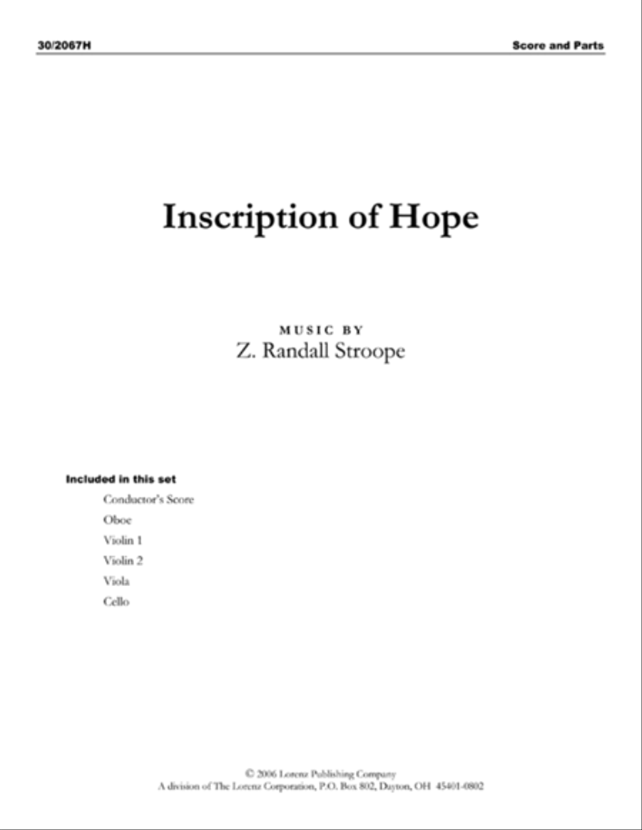 Inscription of Hope - Score and Parts Oboe scores gallery preview page 1
