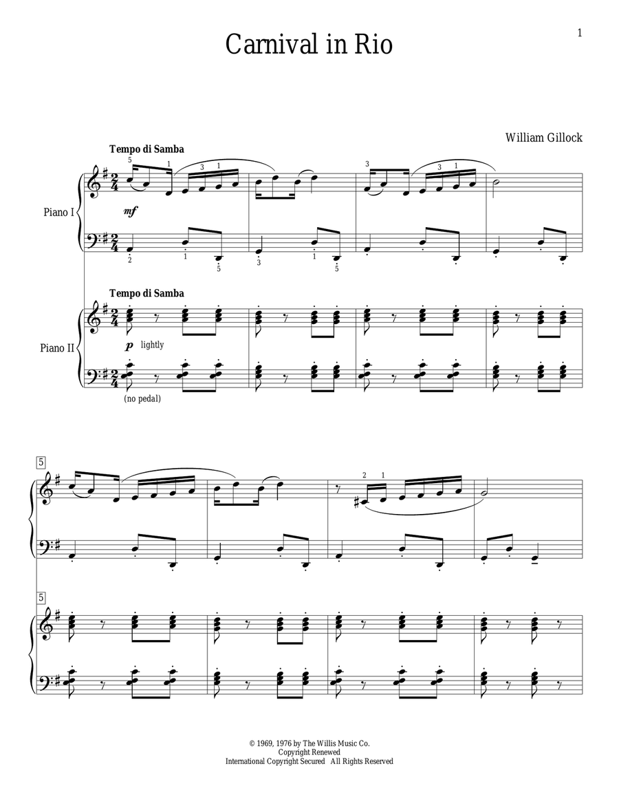 Carnival In Rio Piano Duet scores gallery preview page 1