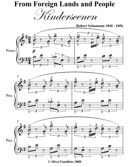 From Foreign Lands and People Kinderscenen Easy Piano Sheet Music