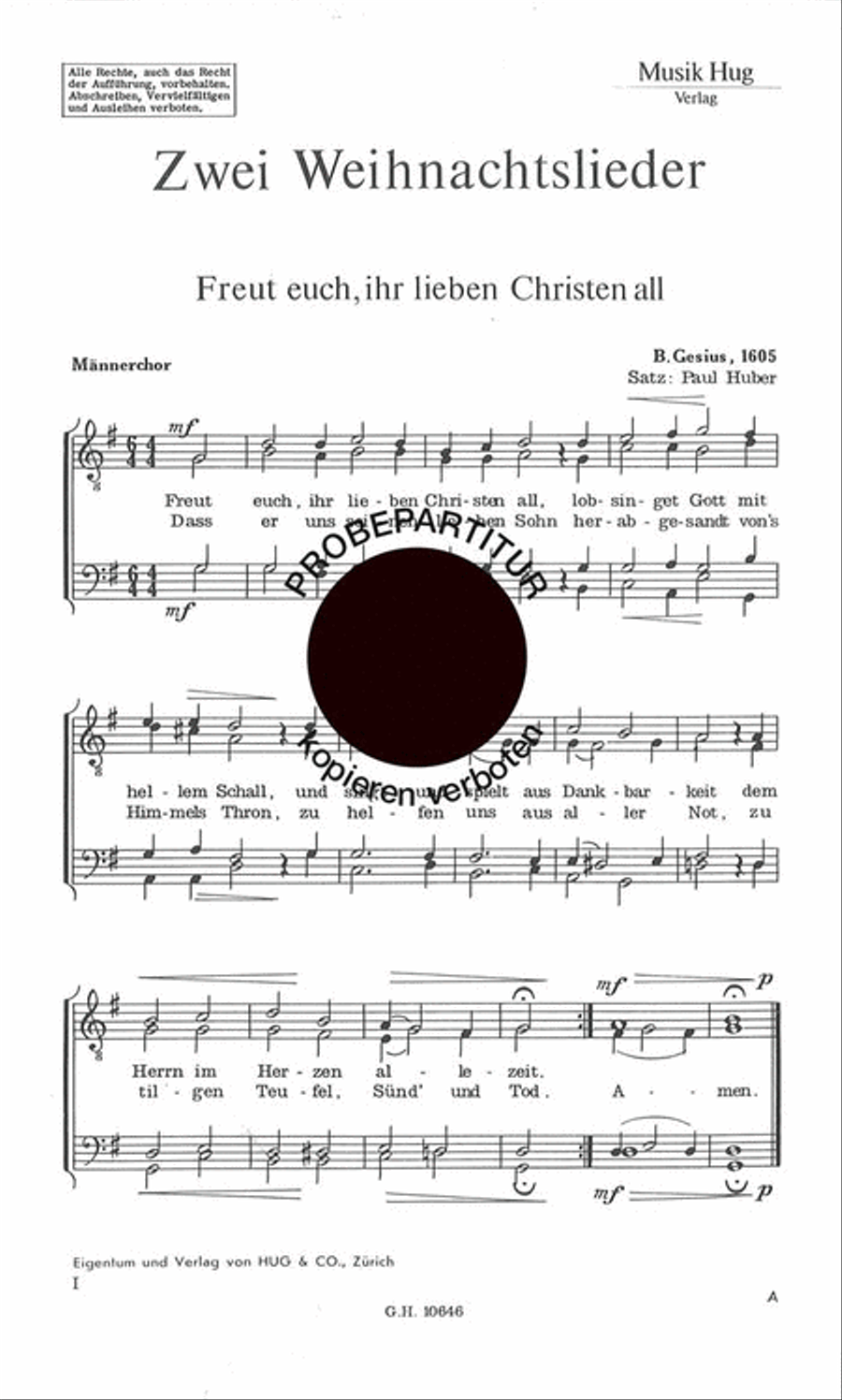 Freut euch/in dulci jubilo Men's Choir scores gallery preview page 1