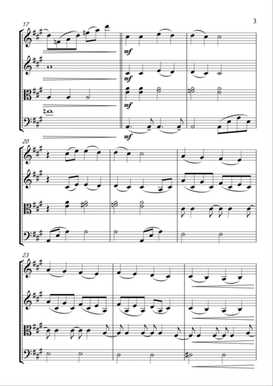Glasgow Love Theme String Quartet scores gallery preview page 3