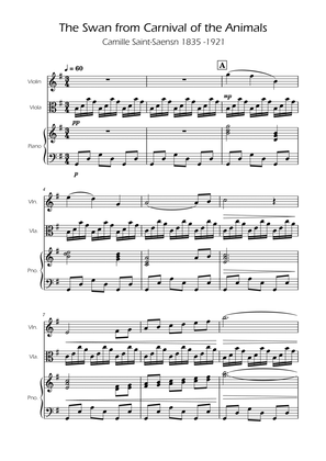 The Swan - Saint-Saens - Violin and Viola Duet w/ Piano