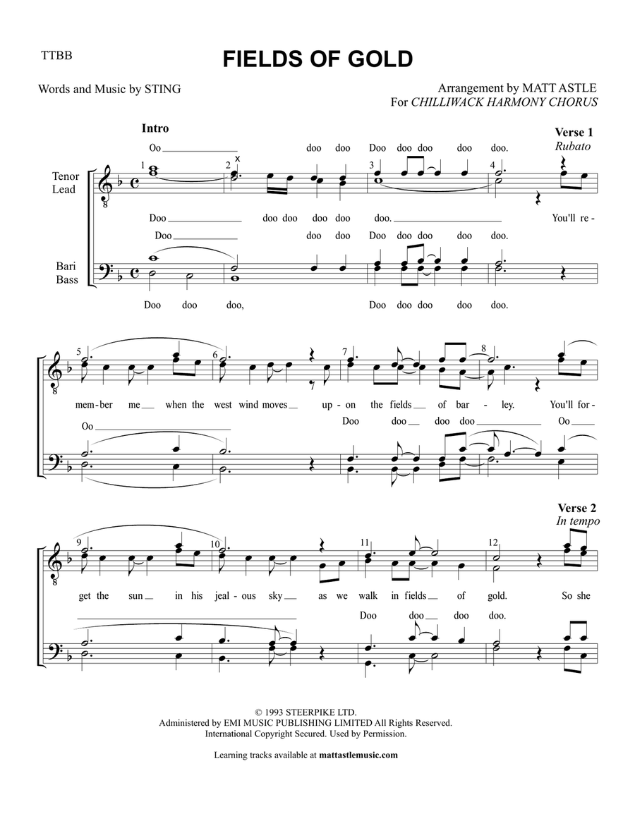 Fields Of Gold TTBB scores gallery preview page 2