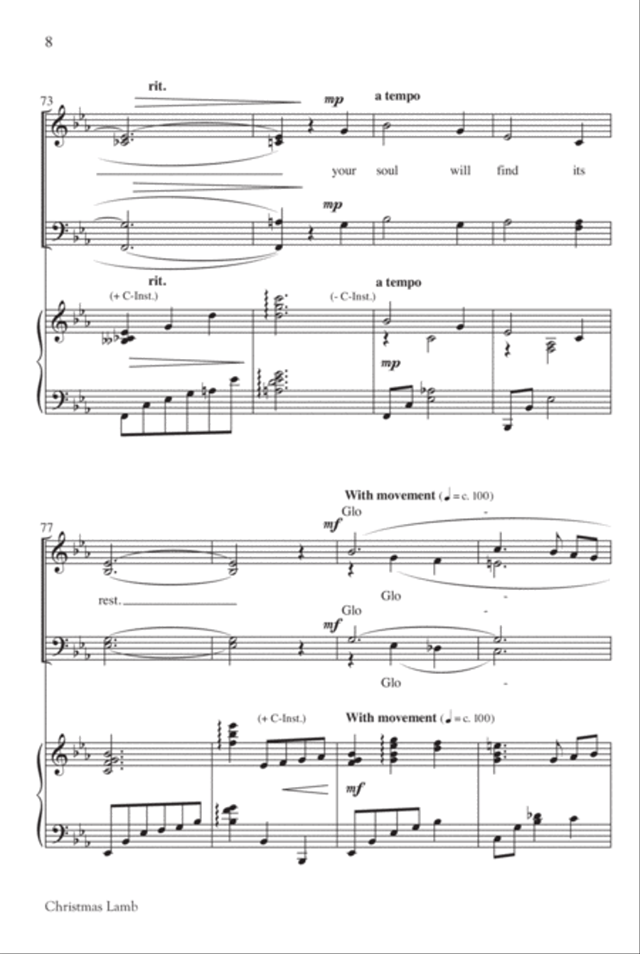 Christmas Lamb - SATB w/opt. C Instrument (included) 4-Part scores gallery preview page 8