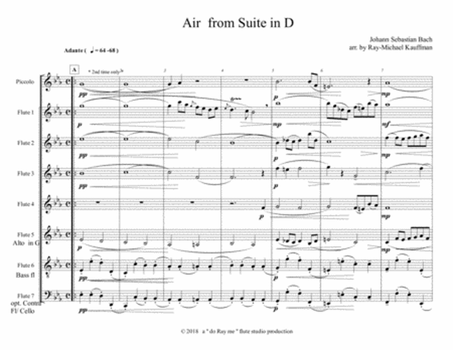 Air from Suite in D by Bach for flute choir / flute ensemble image number null