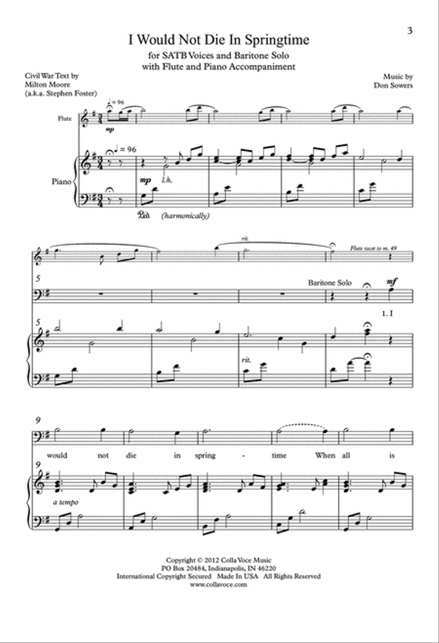 I Would Not Die in Springtime 4-Part scores gallery preview page 2