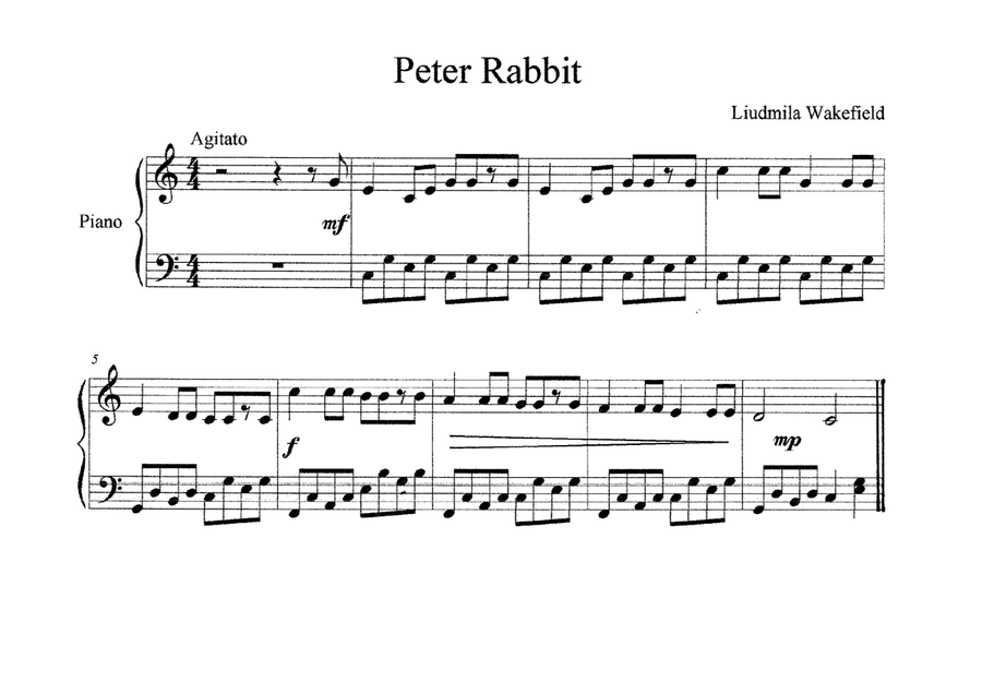 Peter Rabbit Peter Rabbit Easy Piano scores gallery preview page 1