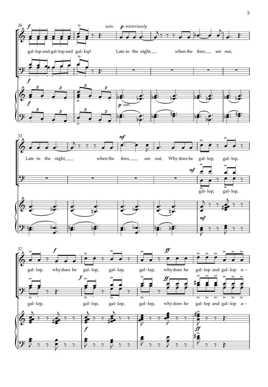 Why Does He Gallop? (SATB and piano) 4-Part scores gallery preview page 5