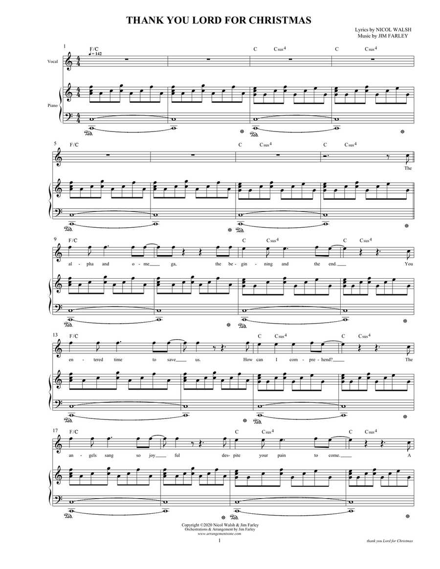 Thank You Lord For Christmas Piano, Vocal scores gallery preview page 1