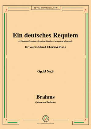 Book cover for Brahms-Ein deutsches Requiem(A German Requiem),Op.45 No.6,for Voices,Mixed Chorus&Piano
