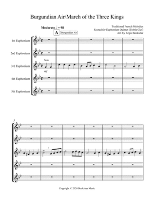 Burgundian Air/March of the Three Kings (F min) (Euphonium Quintet - Treble Clef)